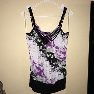 White, Black & purple top